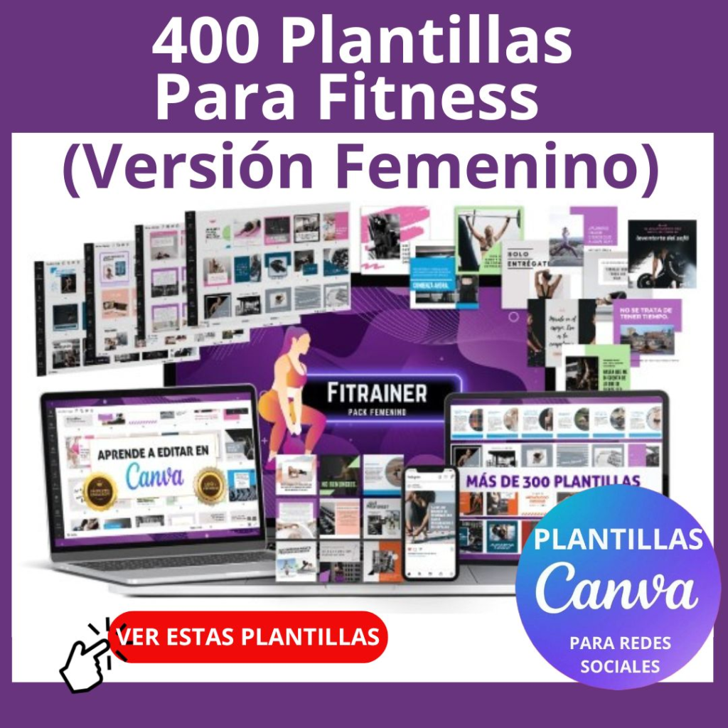 PLANTILLAS CANVA PARA FITNESS FEMENINO